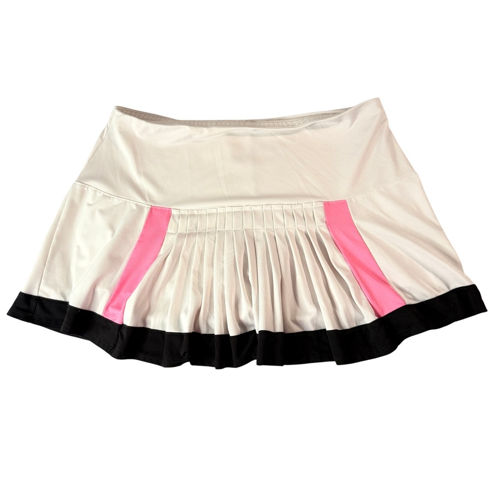 Lucky in Love Tennis Skort Women M 8-10 White Pink Black Pleated Ruffle